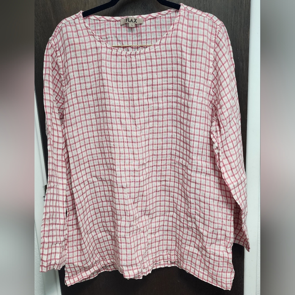 Flax Pink and White Checkered Women's Top